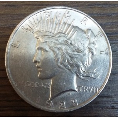 Монета 1 доллар США 1923 г. Peace Dollar. Серебро.